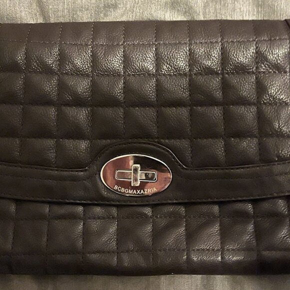 Brown BCBG Max Azria Leather Clutch with a Clasp - Picture 1 of 5